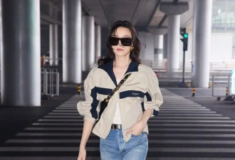 173大美女宋佳再出神图！撞色帆布夹克+蓝色牛仔裤，青春又靓丽！