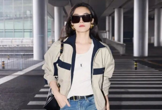 173大美女宋佳再出神图！撞色帆布夹克+蓝色牛仔裤，青春又靓丽！