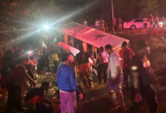 度假天堂突发惨剧：载加拿大游客接机大巴坠沟2死13伤 大使馆发声