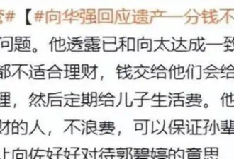 向华强宣布遗产全给郭碧婷！向佐2兄弟不得继承 彻底惹怒小儿子