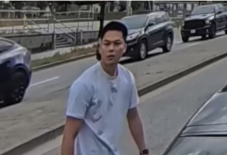 一拳击碎受害人车窗玻璃！加拿大警方发图通缉路怒东亚裔男子