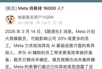 Meta裁员16000!？影响超20%员工 内部猜测本周三