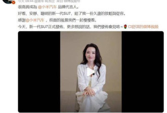 舒淇代言小米SU7：内娱90%的明星输在了两个字