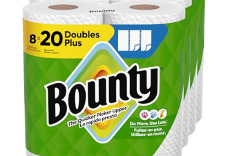 8折，Bounty 纸巾选择 A 号白色，8 张双层加卷 = 20 普通卷
