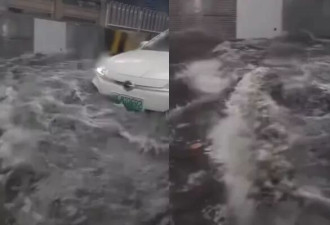 广州暴雨“高架桥变高架河” 上班族通勤崩溃
