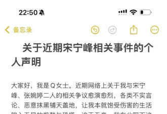 卷入宋宁峰婚姻的Q女士发长文声明 称自己是被男方欺骗的受害者