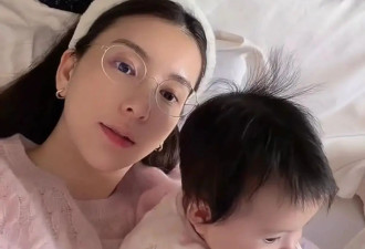 方媛晒三胎小女儿近照，5个月大郭咏心头发浓密五官漂亮，好可爱