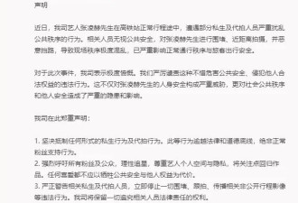 张凌赫回应高铁站遭私生代拍围堵：请遵守公共秩序