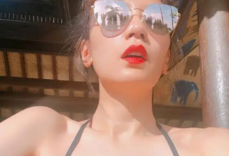 贾静雯大女儿三亚比基尼辣照，19岁美到封神，继父急得求网友劝劝