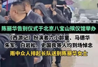 迟重瑞现身陈丽华告别仪式，穿黑衣戴白花哭肿眼