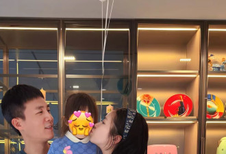 王灿杜淳为女儿庆生，穿条纹衫腹部凸出像怀孕