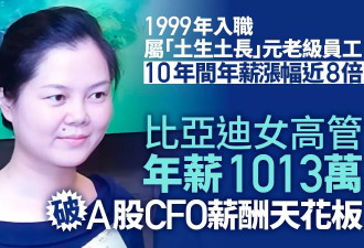 比亚迪女高管年薪1013万掀争议 土生土长元老员工