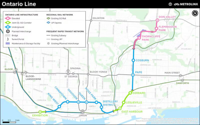 Ontario Line 路线图。图源：Handout