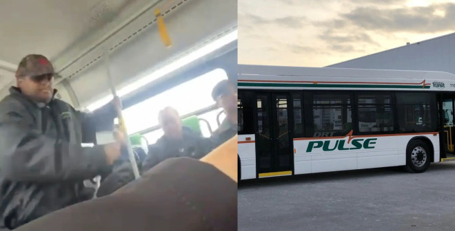 公交车上对穆斯林女性的冲突画面，突显多伦多警方仇恨犯罪调查。