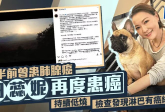 48岁田蕊妮癌症复发，心情沉痛难以接受