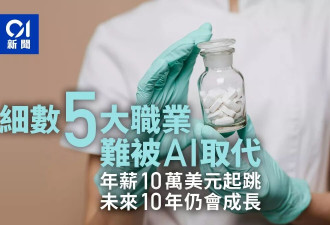5大AI难取代高薪职业 年薪$10万起 未来仍会成长