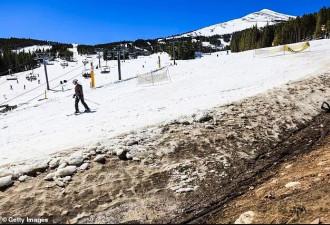 光着膀子去滑雪！美滑雪圣地“没雪了” 游客当场愣住