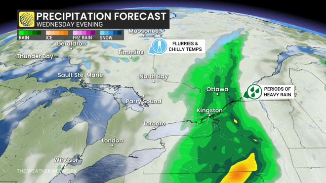 安省周三晚降水时段示意图