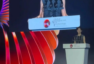 又被章泽天惊艳！穿灰色无袖长裙发表演讲，完全是名媛老板娘气质