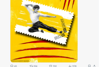 李小龙一脚踢进美国邮史 纪念邮票开卖 华人抢购