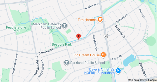 Map of Fonda Rd & Denison St, Markham, ON L3S 3A1
