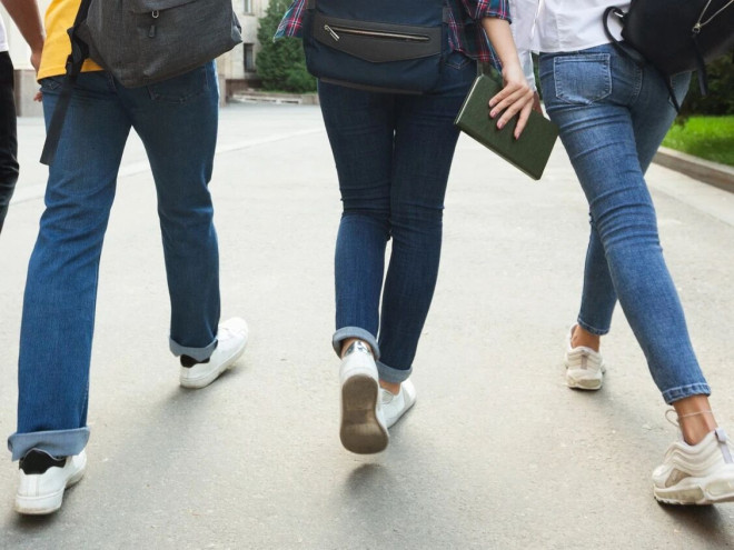 students walking
