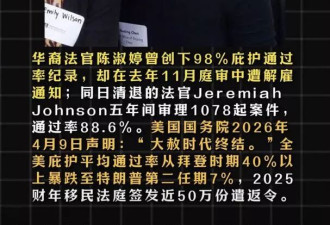 旧金山移民法庭被关 华裔法官遭秒裁 12万案件迁移