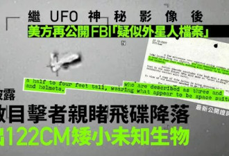 FBI解密UFO档案 惊曝“矮小太空人”走下飞碟