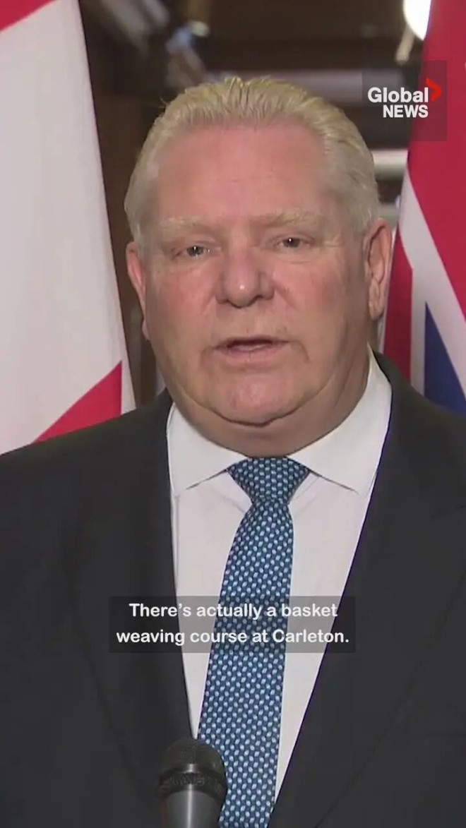 Click to play video: ''There's actually a basket weaving course': Doug Ford doubles down on OSAP changes'