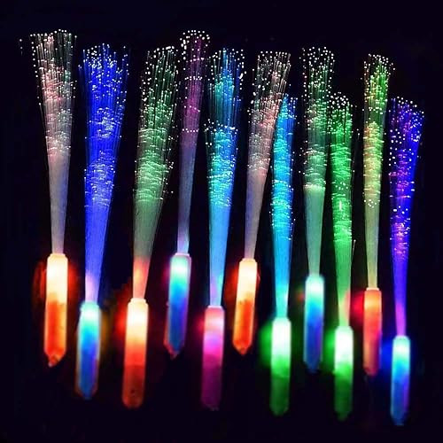 BouQuw 25 Pack Glow Sticks LED Fiber Optic Wands
