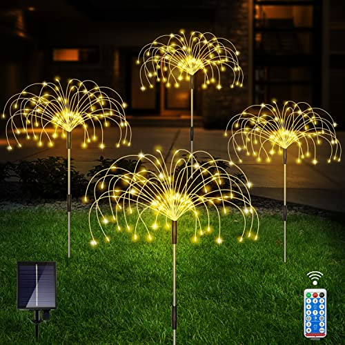 Unihoh Solar Lights Outdoor Firework Lights 4 Pack