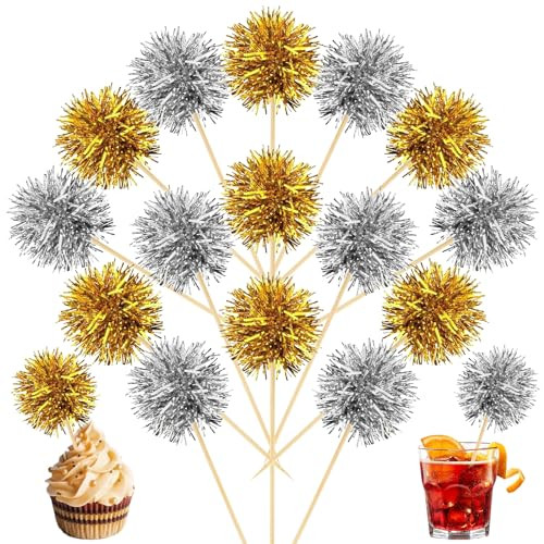 MEMOVAN Foil Firework Cupcake Toppers 100PCS