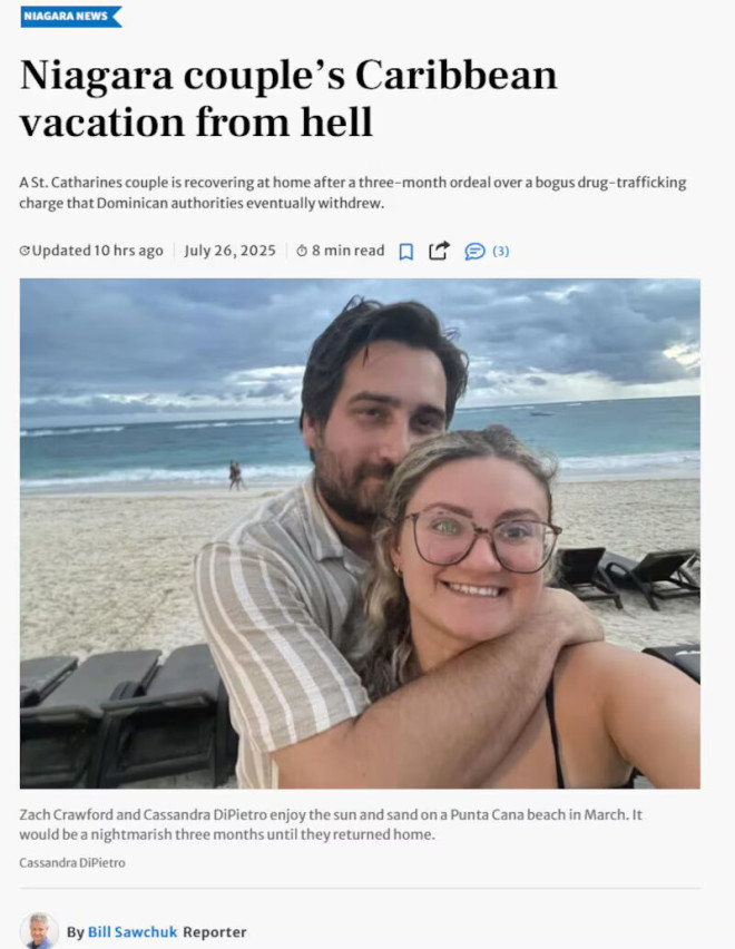 Cassandra DiPietro 和 Zach Crawford：被调包后在多米尼加被困 100 天。
