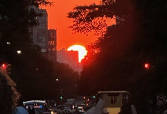 一年一度的“曼哈顿悬日”天文奇景来临