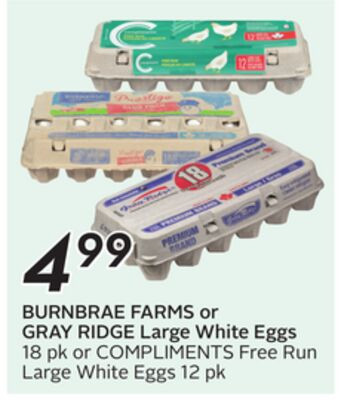 Burnbrae Farms / Gray Ridge 白壳大号鸡蛋 18 个 / Compliments 散养鸡蛋 12 个