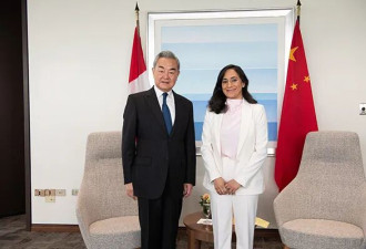 中国外长王毅在渥太华同加拿大外长阿南德会谈