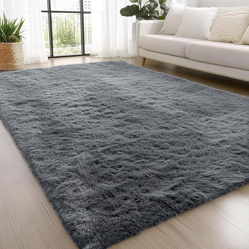 OLANLY Fluffy Area Rug 4x5.9 Grey