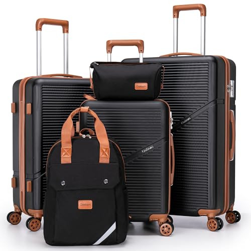 Cosbarn 5-Piece Luggage Set Airline Approved ABS