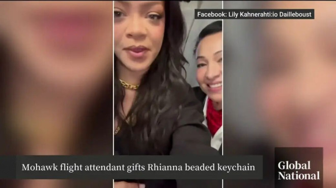 點擊播放視頻:“Rihanna 公開感謝 Mohawk 空乘贈送‘特別的禮物’”