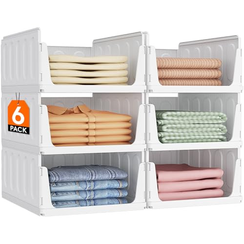 Lifewit 6 Pack Plastic Stackable Storage Bins