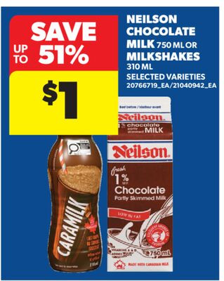Neilson 巧克力牛奶 750ml 或奶昔 310ml