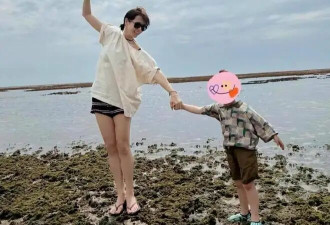 孙艺珍带儿子海边玩耍，母子同框好惬意！网友：肯定是老公视角