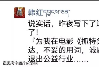 前央视主持人张泽群晒韩红朋友圈:哭着道歉并退出公益