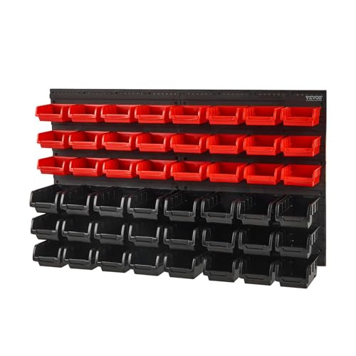 VEVOR Wall Mounted Storage Bins 48-Bin Parts Rack Organizer