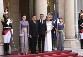 马克龙为泰王办国宴 疑眼疾又犯 73岁妻不输苏提达