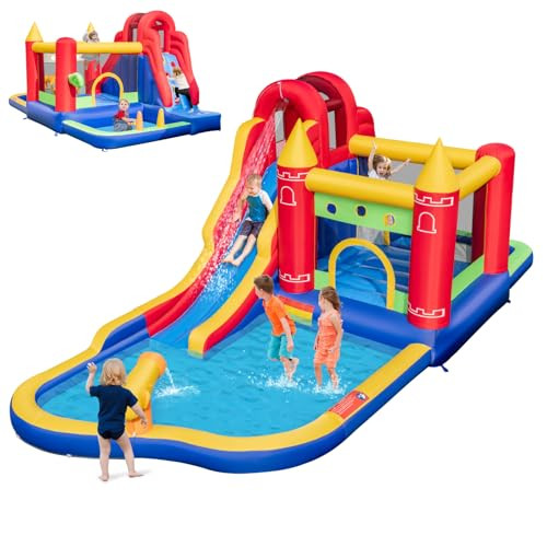 HONEY JOY 9 in 1 Inflatable Water Slide Bounce House