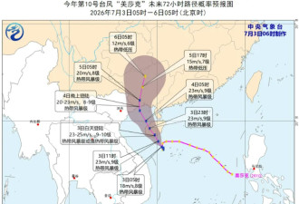 美莎克风球预计今日登陆海南 广州深圳将迎大暴雨
