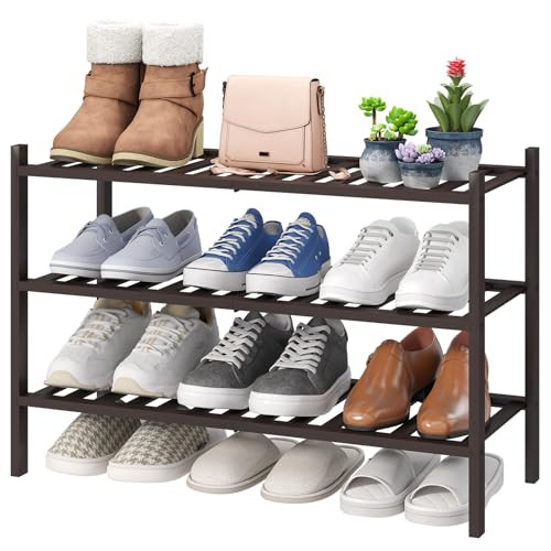 viewcare 3-Tier Bamboo Wood Shoe Rack