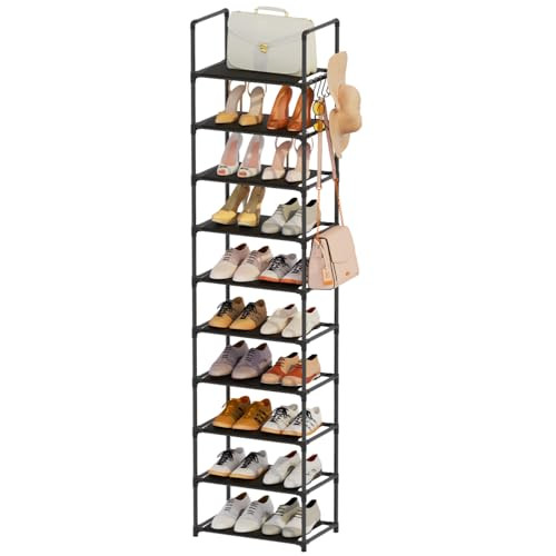Antigo 10-Tier Narrow Metal Shoe Rack