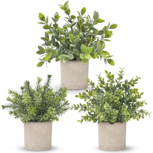 Der Rose Mini Potted Fake Eucalyptus Plants 3 Pack